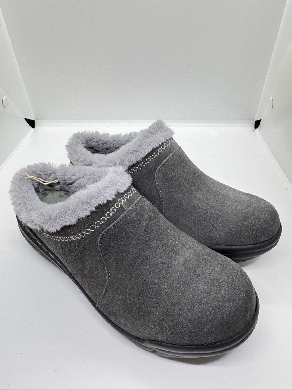 Jambu Women's Wilma Suede Faux-Fur Lined Slip-On Mules - Grey